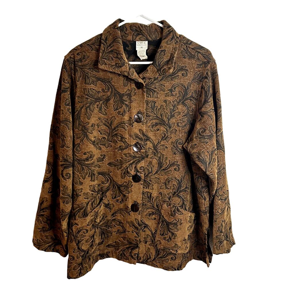 C.M.C. Cotton Brocade Tapestry Sabrina Witchy Jacket Womens Size XL Vintage